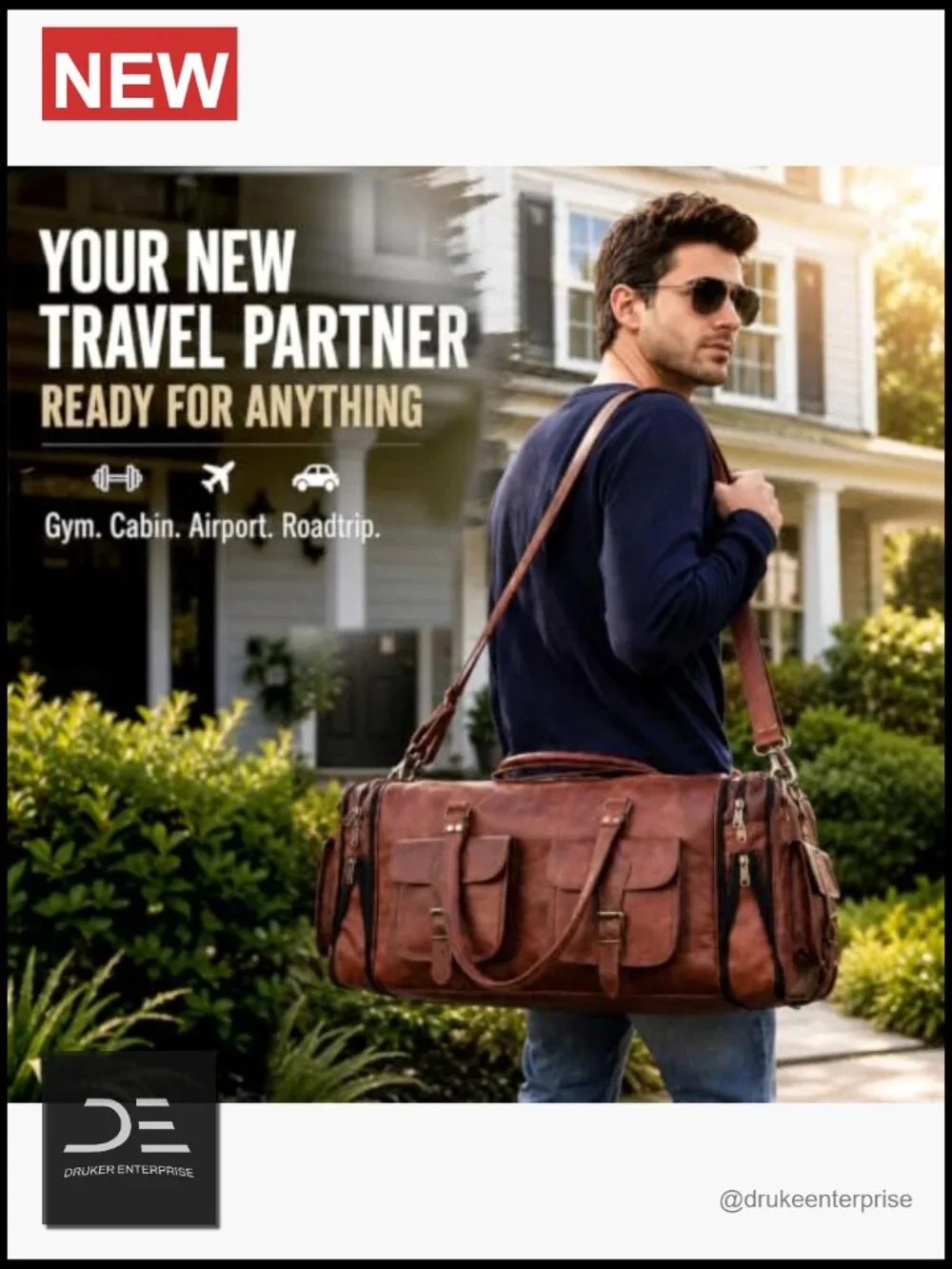 Genuine Leather Duffel Bag 24 Inch Handmade Vintage Travel Carry On Weekender